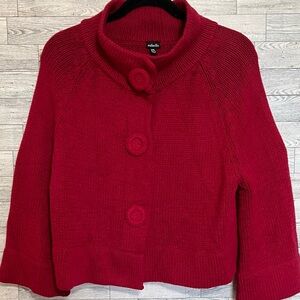 Rafaella Red/Magenta Cable Knit‎ Sweater Snap Button Cover Short Size L-Petite